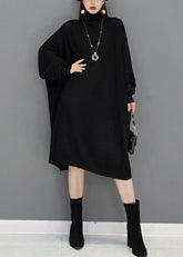 Mode Grün Rollkragen Strickpullover Kleid Herbst